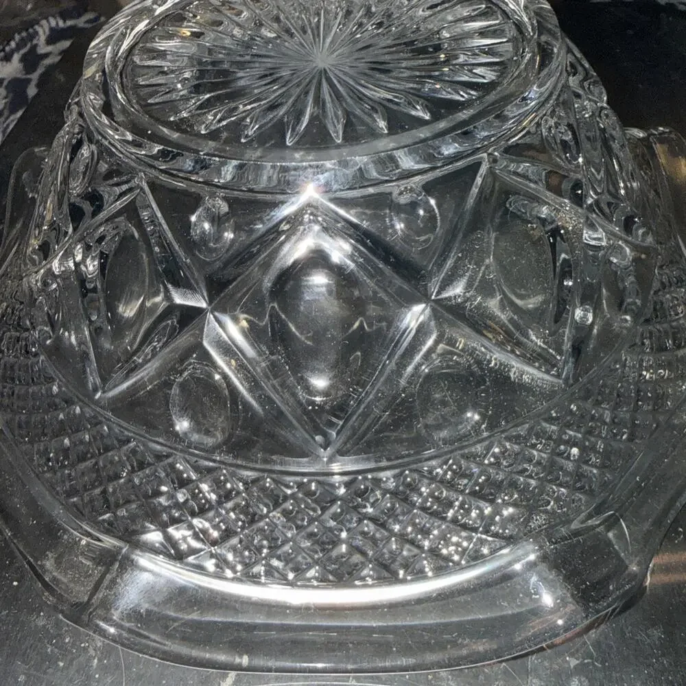 Vintage Imperial Glass Cape Cod Clear Glass Ruffled Fruit Bowl - 3.5” Tall